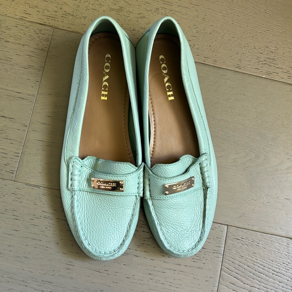 Mint green Coach loafers